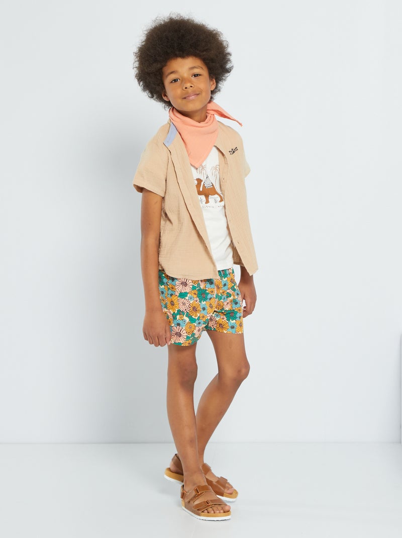 Chemise en maille relief beige - Kiabi