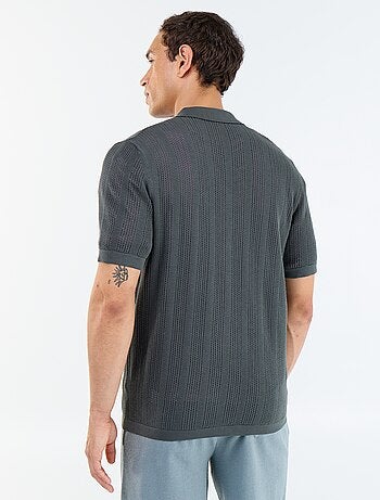 Chemise en matière ajourée à manches courtes