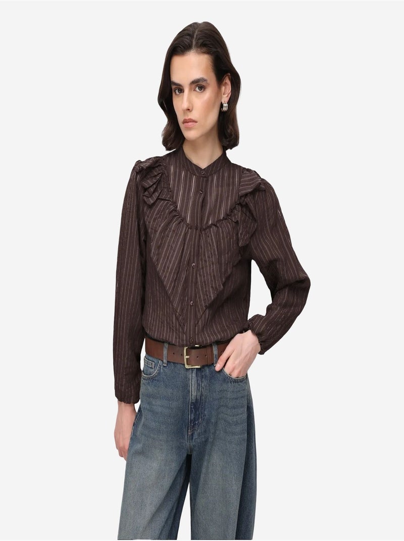Chemise en mélange de coton mixray Marron chocolat - Kiabi
