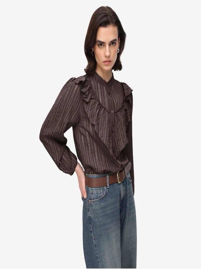 Chemise en mélange de coton mixray Marron chocolat - Kiabi