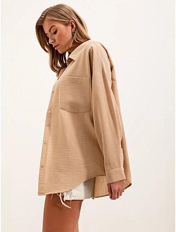 Chemise en mélange de lin avec fermeture à boutons bdart