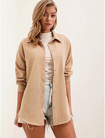Chemise en mélange de lin avec fermeture à boutons bdart