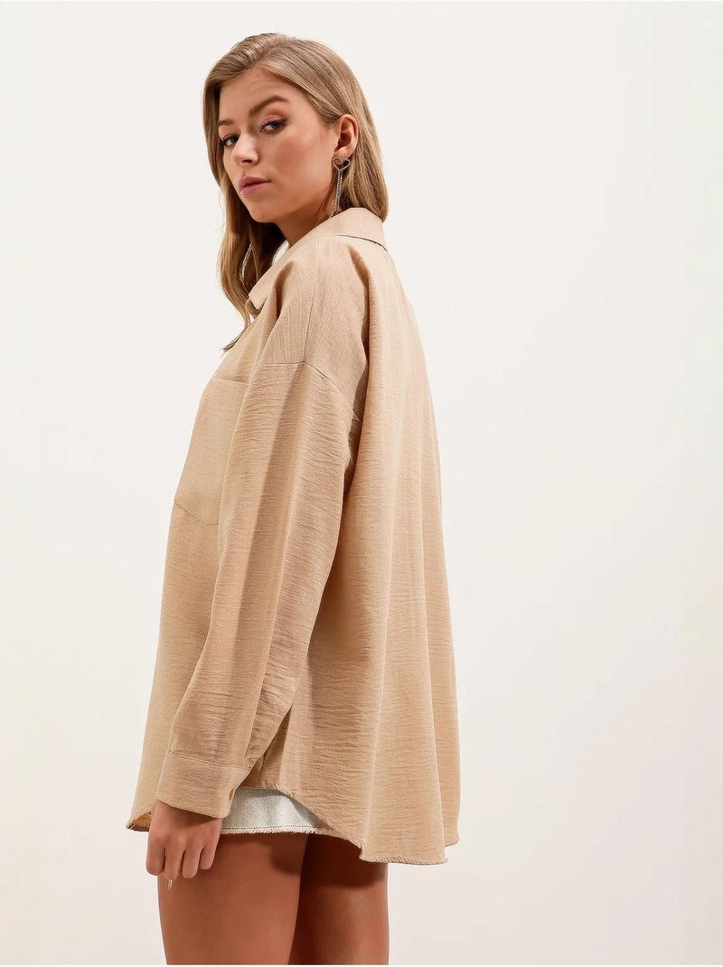 Chemise en mélange de lin avec fermeture à boutons bdart Beige argile - Kiabi