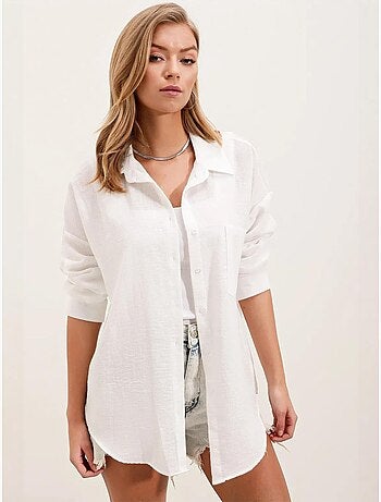 Chemise en mélange de lin avec fermeture à boutons bdart