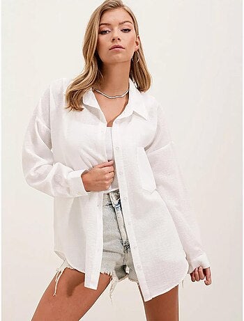 Chemise en mélange de lin avec fermeture à boutons bdart