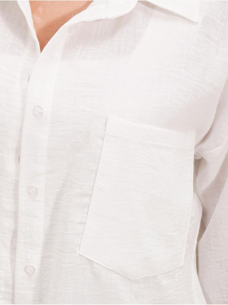 Chemise en mélange de lin avec fermeture à boutons bdart Blanc - Kiabi