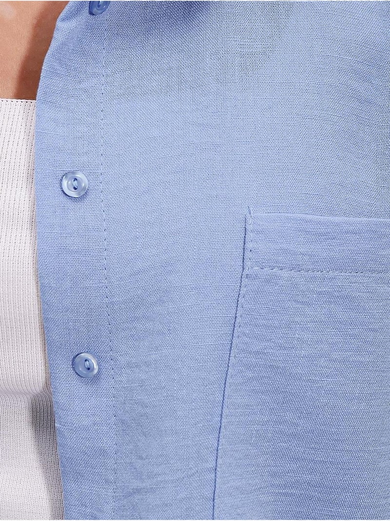 Chemise en mélange de lin avec fermeture à boutons bdart Bleu ciel - Kiabi