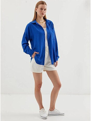 Chemise en mélange de lin avec fermeture à boutons bdart