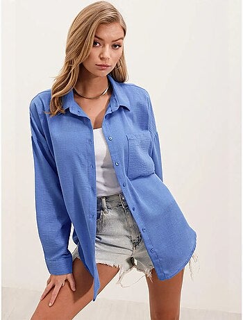 Chemise en mélange de lin avec fermeture à boutons bdart