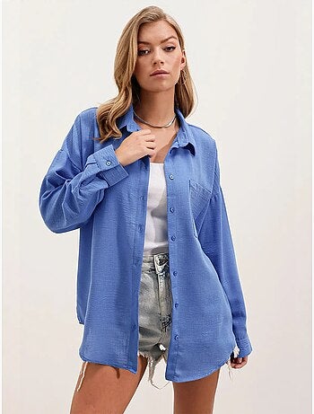 Chemise en mélange de lin avec fermeture à boutons bdart