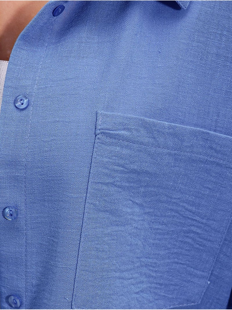 Chemise en mélange de lin avec fermeture à boutons bdart Bleu - Kiabi