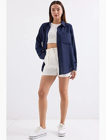 Chemise en mélange de lin avec fermeture à boutons bdart