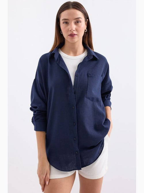 Chemise en mélange de lin avec fermeture à boutons bdart - Kiabi Chemise en mélange de lin avec fermeture à boutons bdart - Kiabi