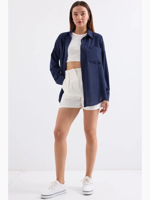 Chemise en mélange de lin avec fermeture à boutons bdart - Kiabi Chemise en mélange de lin avec fermeture à boutons bdart - Kiabi