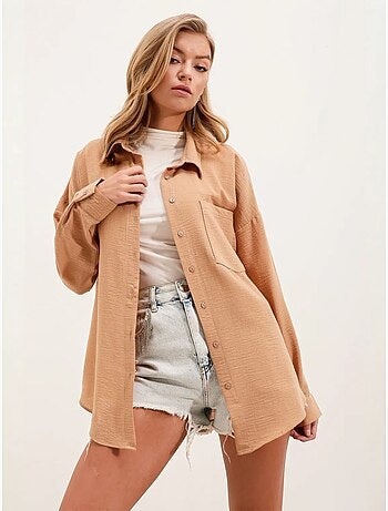 Chemise en mélange de lin avec fermeture à boutons bdart