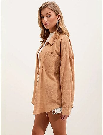 Chemise en mélange de lin avec fermeture à boutons bdart