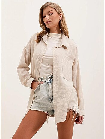 Chemise en mélange de lin avec fermeture à boutons bdart