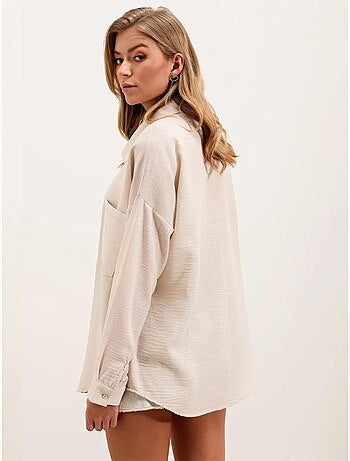 Chemise en mélange de lin avec fermeture à boutons bdart