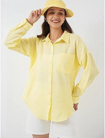 Chemise en mélange de lin avec fermeture à boutons bdart