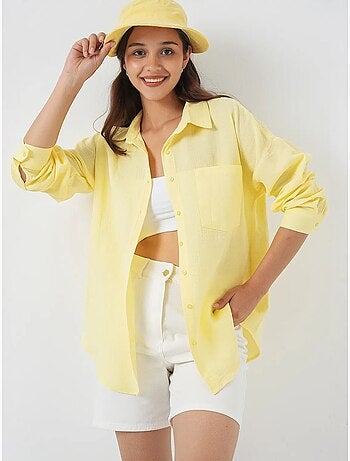 Chemise en mélange de lin avec fermeture à boutons bdart
