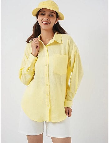 Chemise en mélange de lin avec fermeture à boutons bdart