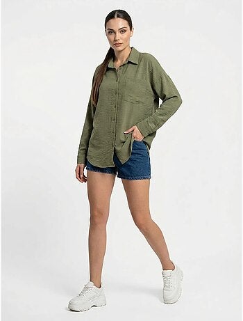 Chemise en mélange de lin avec fermeture à boutons bdart