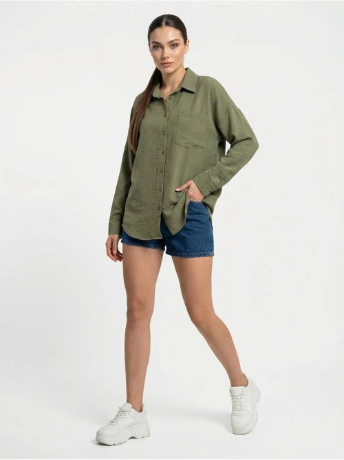 Chemise en mélange de lin avec fermeture à boutons bdart - Kiabi Chemise en mélange de lin avec fermeture à boutons bdart - Kiabi