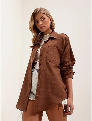 Chemise en mélange de lin avec fermeture à boutons bdart