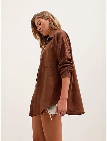 Chemise en mélange de lin avec fermeture à boutons bdart