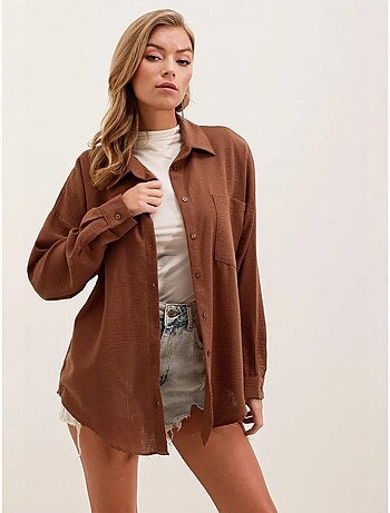 Chemise en mélange de lin avec fermeture à boutons bdart