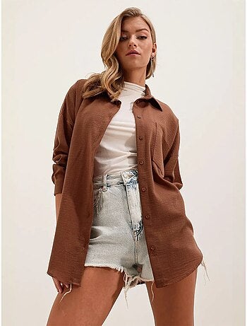 Chemise en mélange de lin avec fermeture à boutons bdart