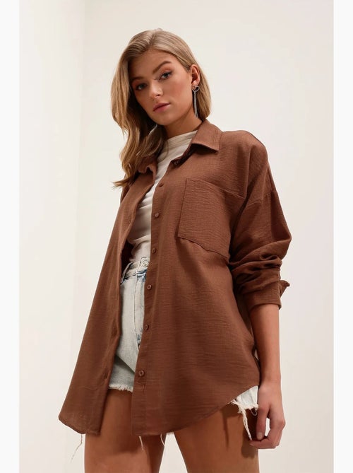 Chemise en mélange de lin avec fermeture à boutons bdart - Kiabi Chemise en mélange de lin avec fermeture à boutons bdart - Kiabi
