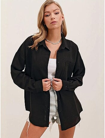 Chemise en mélange de lin avec fermeture à boutons bdart