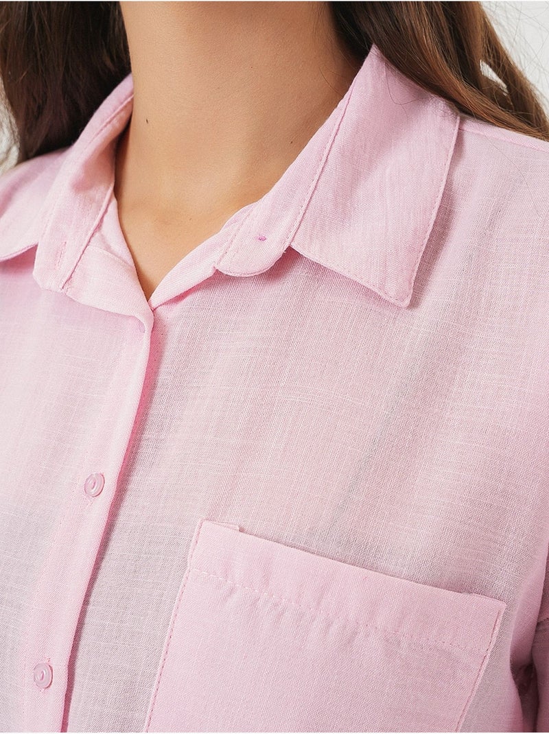 Chemise en mélange de lin avec fermeture à boutons bdart Rose dragée - Kiabi