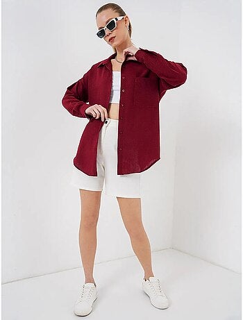Chemise en mélange de lin avec fermeture à boutons bdart