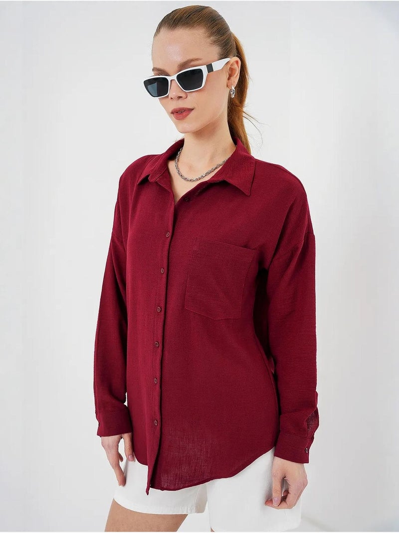 Chemise en mélange de lin avec fermeture à boutons bdart Rouge bordeaux - Kiabi
