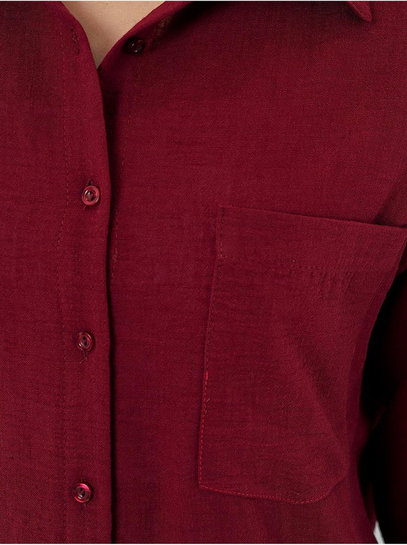 Chemise en mélange de lin avec fermeture à boutons bdart Rouge bordeaux - Kiabi