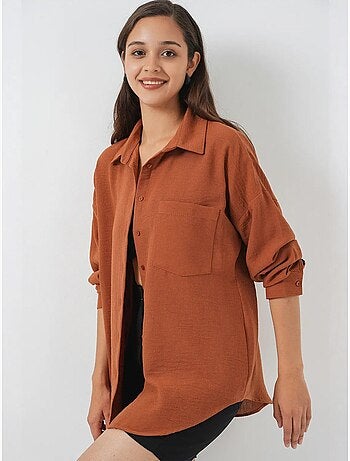 Chemise en mélange de lin avec fermeture à boutons bdart
