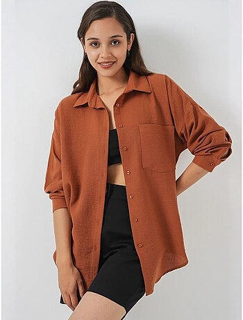 Chemise en mélange de lin avec fermeture à boutons bdart