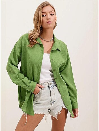 Chemise en mélange de lin avec fermeture à boutons bdart