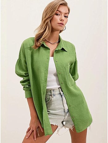 Chemise en mélange de lin avec fermeture à boutons bdart