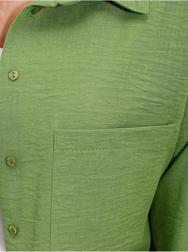 Chemise en mélange de lin avec fermeture à boutons bdart Vert anis - Kiabi