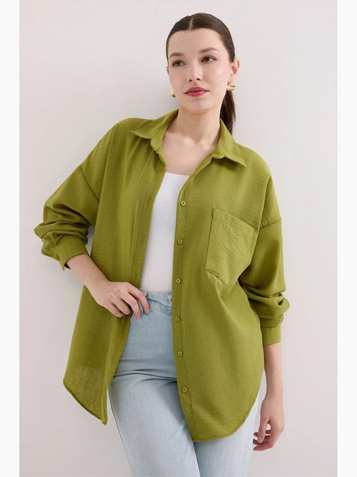 Chemise en mélange de lin avec fermeture à boutons bdart - Kiabi Chemise en mélange de lin avec fermeture à boutons bdart - Kiabi