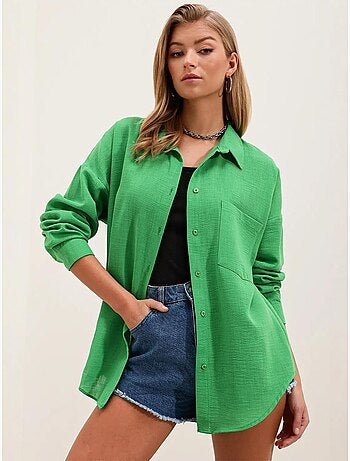 Chemise en mélange de lin avec fermeture à boutons bdart