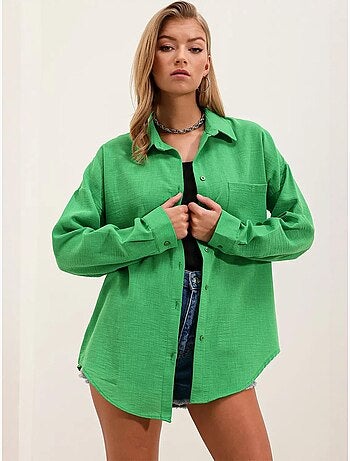 Chemise en mélange de lin avec fermeture à boutons bdart