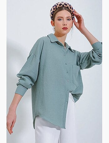 Chemise en mélange de lin avec fermeture à boutons bdart