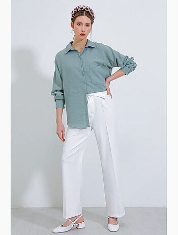 Chemise en mélange de lin avec fermeture à boutons bdart