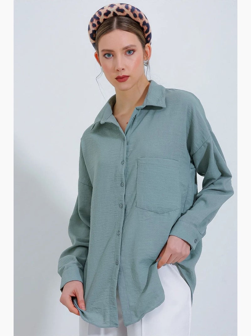 Chemise en mélange de lin avec fermeture à boutons bdart Vert menthe - Kiabi