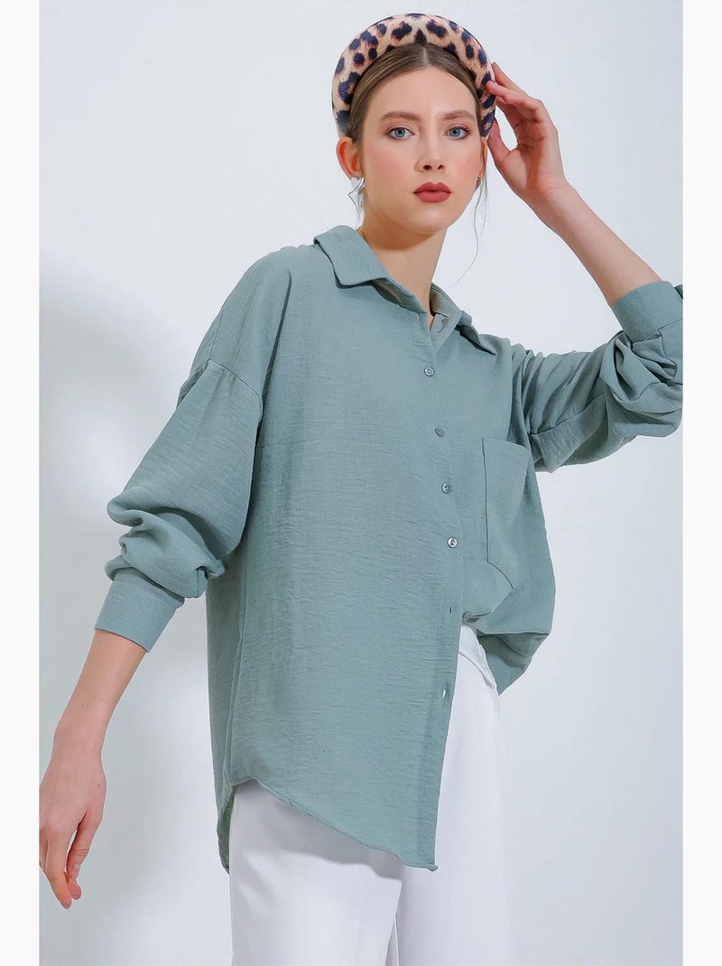 Chemise en mélange de lin avec fermeture à boutons bdart Vert menthe - Kiabi