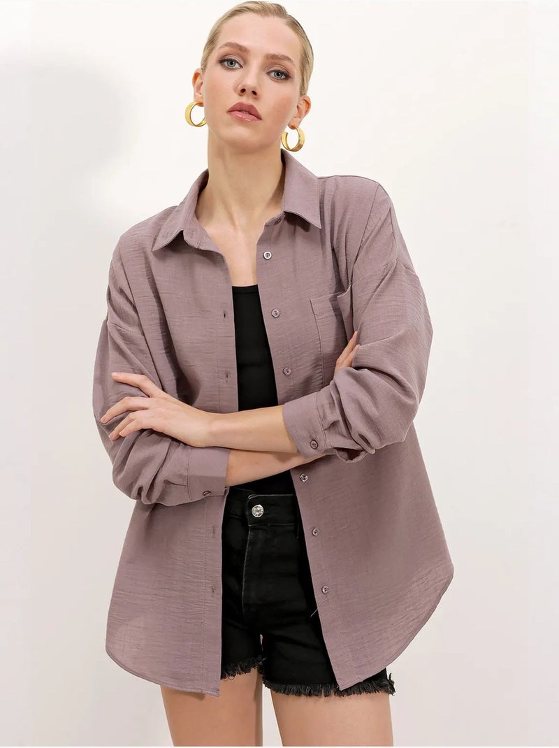 Chemise en mélange de lin avec fermeture à boutons bdart Vieux rose - Kiabi